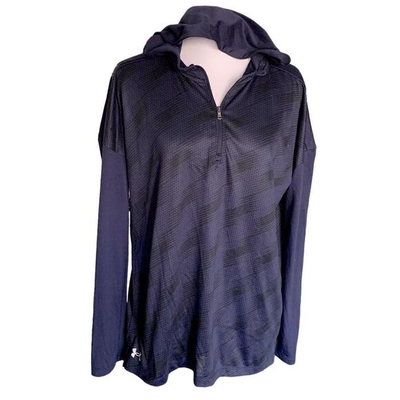 Under Armour Locker Emboss 1/4 Zip Hoodie Lightweight Loose Fit Sz M - Picture 1 of 7